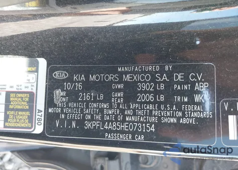 2017 Kia Forte Ex from USA, damaged, VIN 3KPFL4A85HE073154